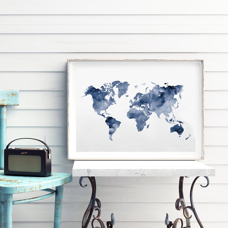 Custom Star Map - Xanh Dương Bản Đồ Thế Giới