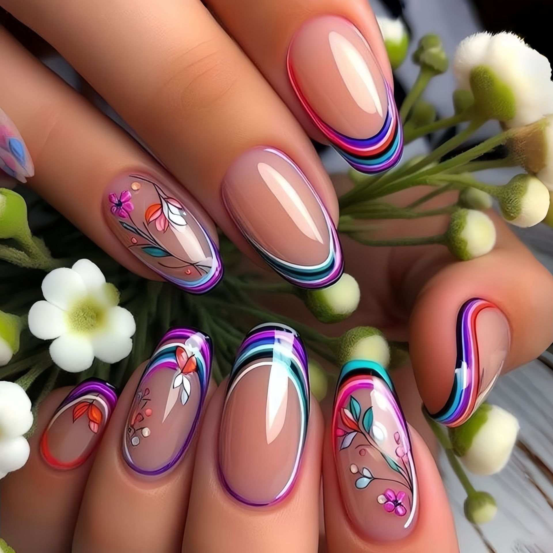 Medium fake nails for women gi - đánh giá và giá Pressed Flower Art