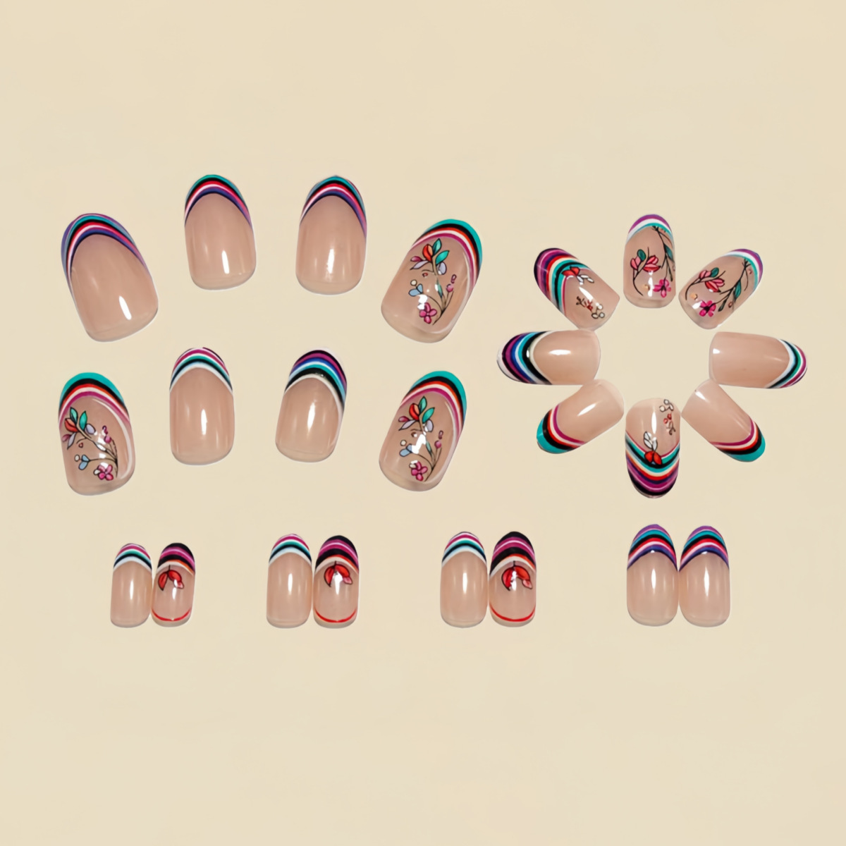Medium fake nails for women gi - đánh giá và giá Pressed Flower Art