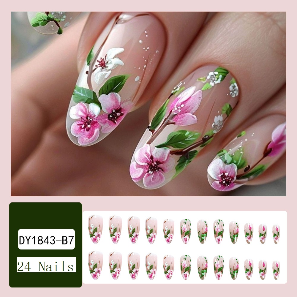 Short Almond Press on Nails 3D - đánh giá và giá Pressed Flower Art