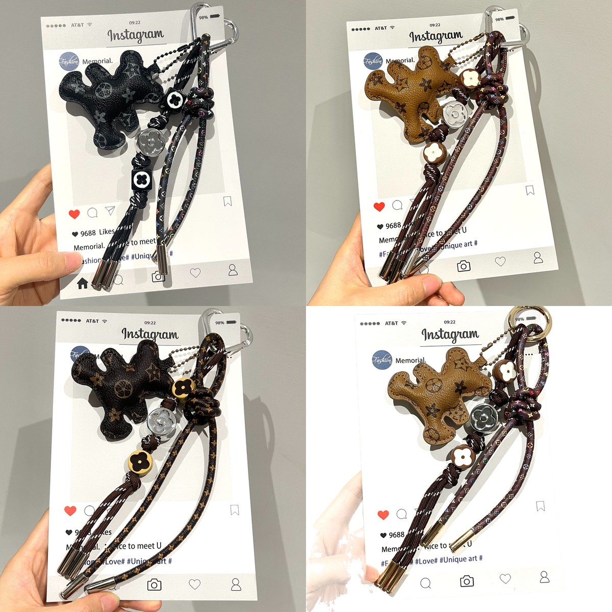 Mini Bear Pendant Charm for Ba - đánh giá và giá Monogram Keychain Leather
