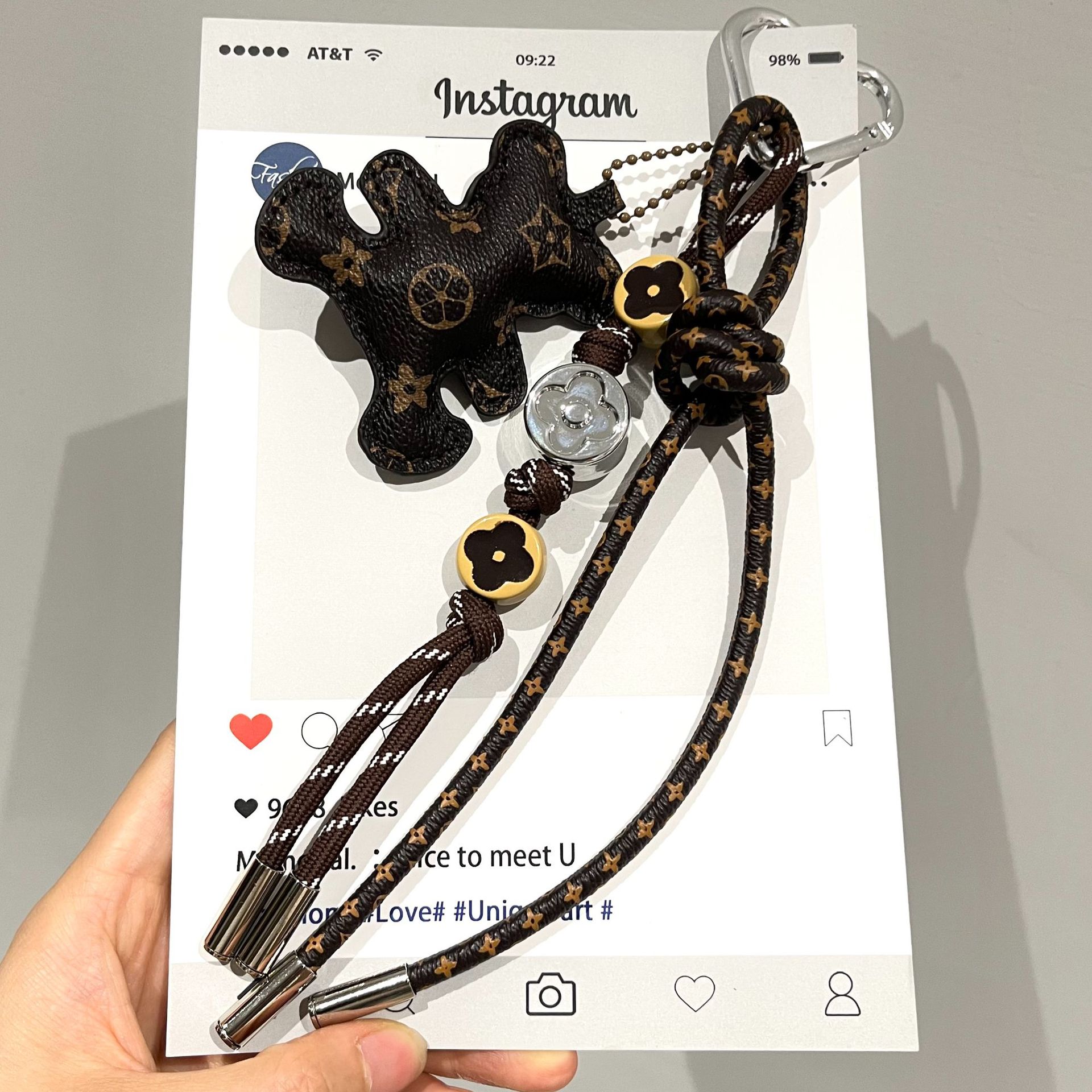 Mini Bear Pendant Charm for Ba - đánh giá và giá Monogram Keychain Leather