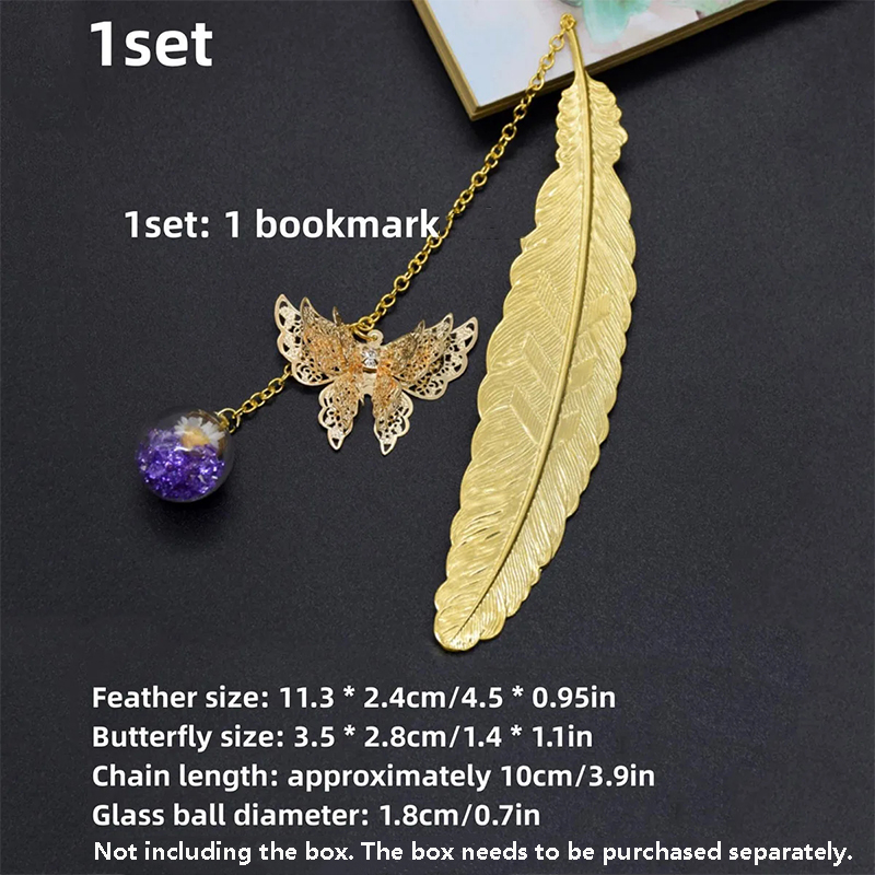 1pc Chinese Style Metal Feathe - đánh giá và giá Dried Flower Bookmark