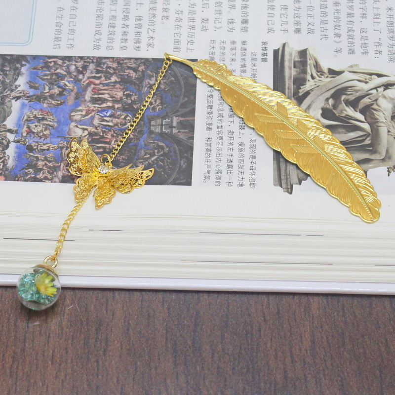 1pc Chinese Style Metal Feathe - đánh giá và giá Dried Flower Bookmark