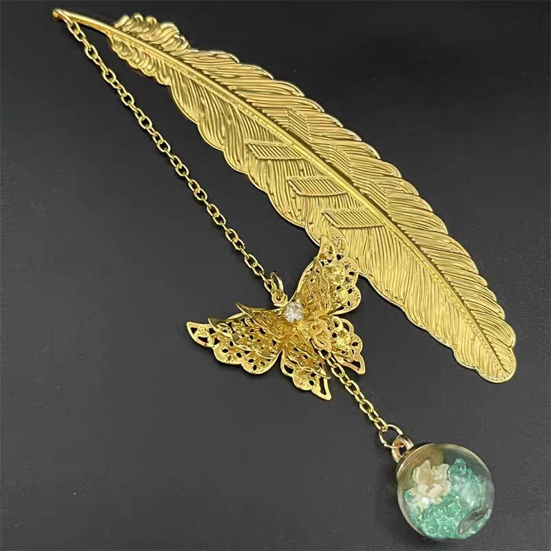 1pc Chinese Style Metal Feathe - đánh giá và giá Dried Flower Bookmark