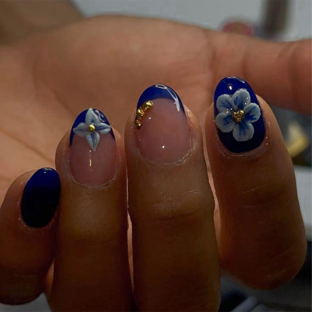 24pcs Short Oval 3D Gel Nail S - đánh giá và giá Pressed Flower Art