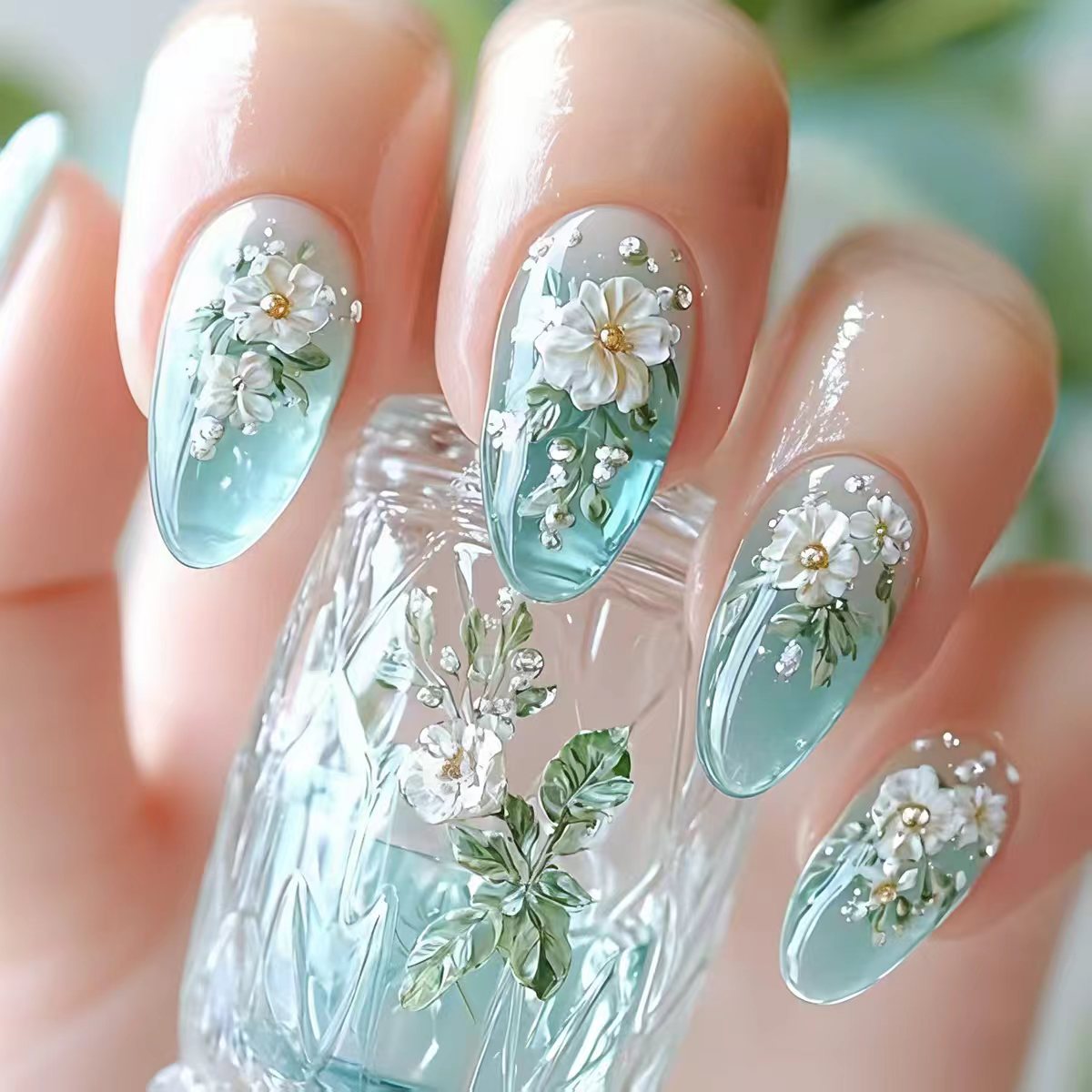 Medium fake nails for women gi - đánh giá và giá Pressed Flower Art