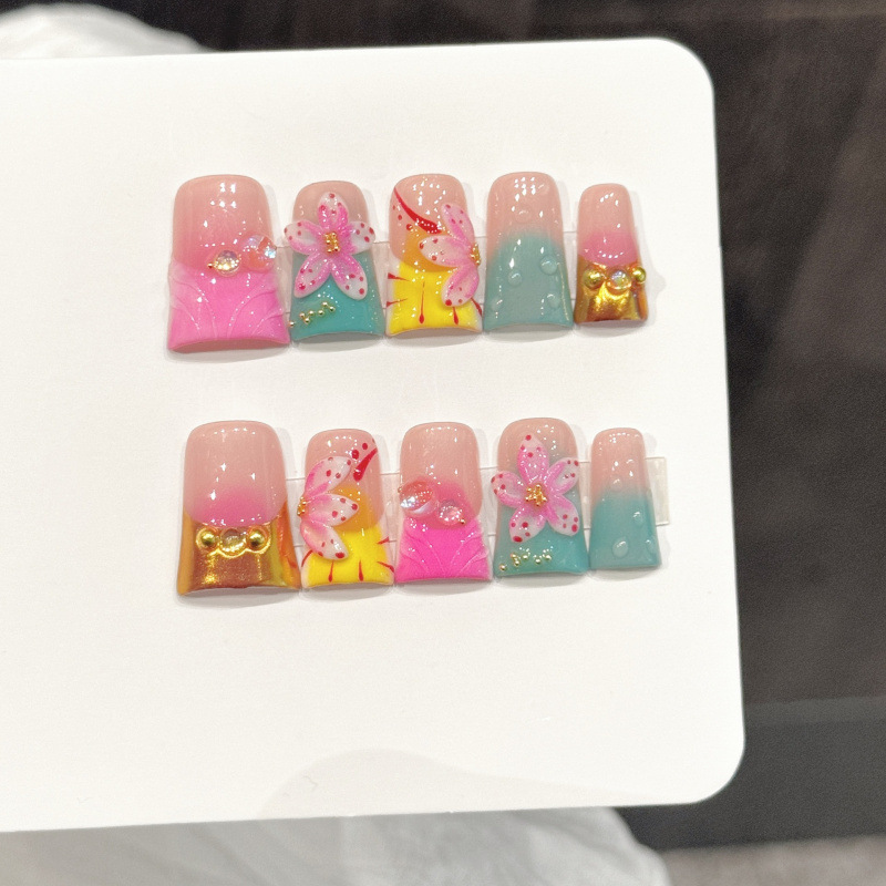 10pcs Ocean Style Fake Nails D - đánh giá và giá Pressed Flower Art