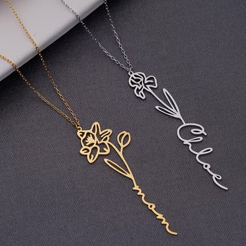 Personalized Custom Name Neckl - đánh giá và giá Birth Flower Necklace